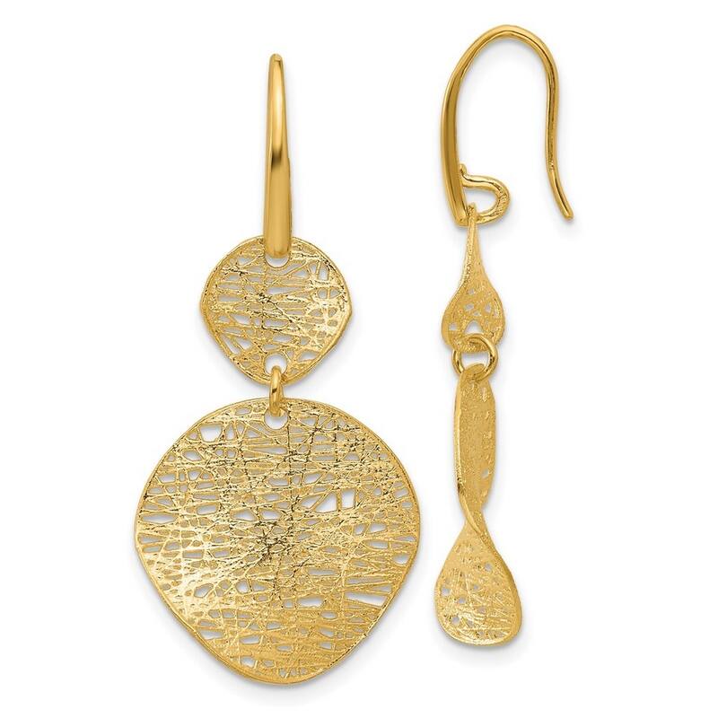 Curata 14k Yellow Gold Intricate Wire Wrapped Shapes Long Drop Dangle Earrings - 41.8x19.8mm