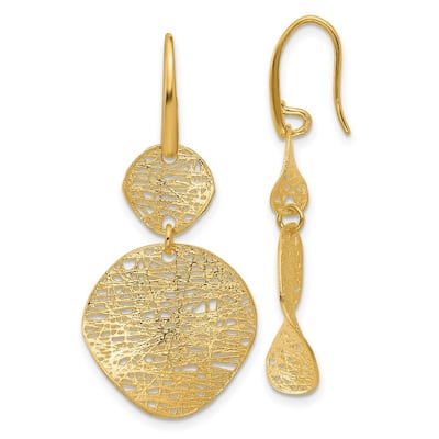 Curata 14k Yellow Gold Intricate Wire Wrapped Shapes Long Drop Dangle Earrings - 41.8x19.8mm