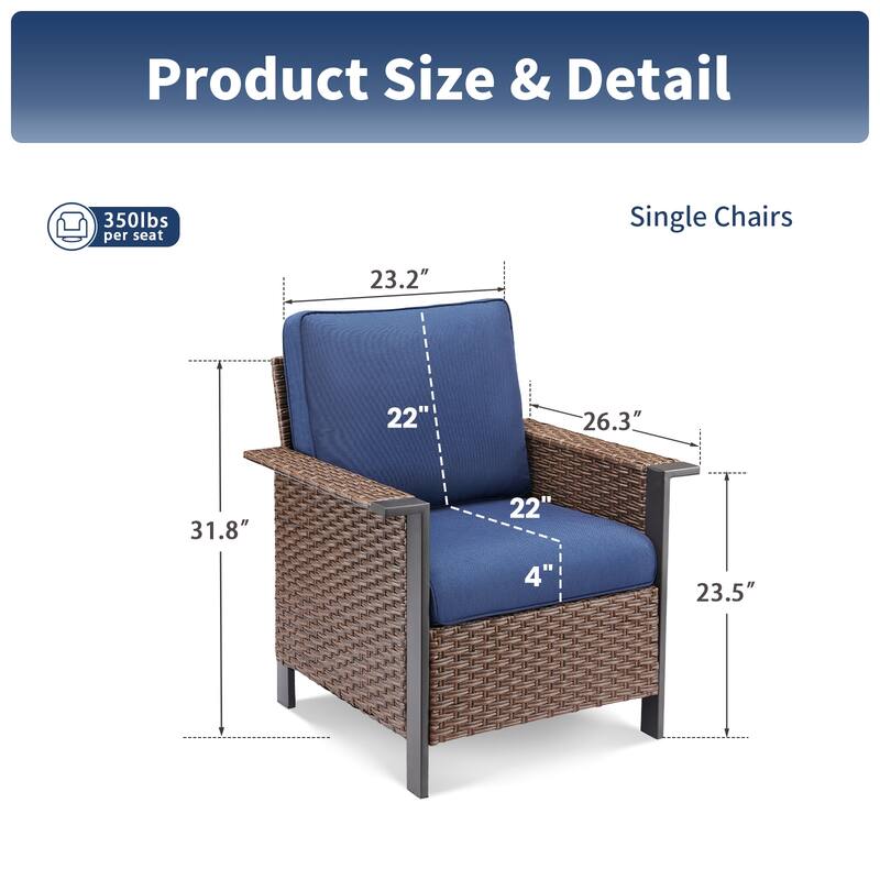 Pocassy Outdoor Wicker Sofa Glider Chair with Ottoman Set