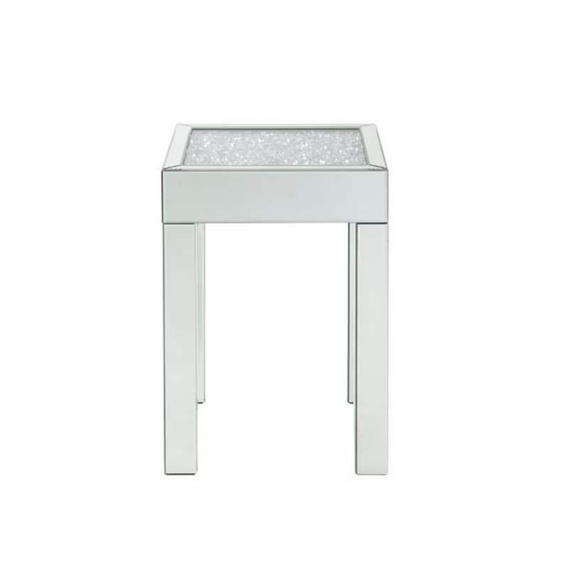 End Table with Faux Acrylic Diamond Top and Block Legs, Silver