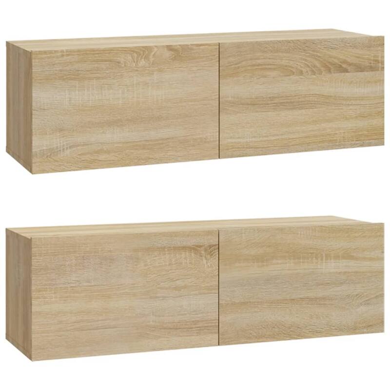 vidaXL Wall TV Cabinet Set of 2 Sonoma Oak Engineered Wood Medium - 11.8 x 55.1 x 19.7 in.
