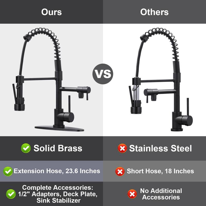 WOWOW Single Handle Pull Down Sprayer Kitchen Faucet with Advanced Spray