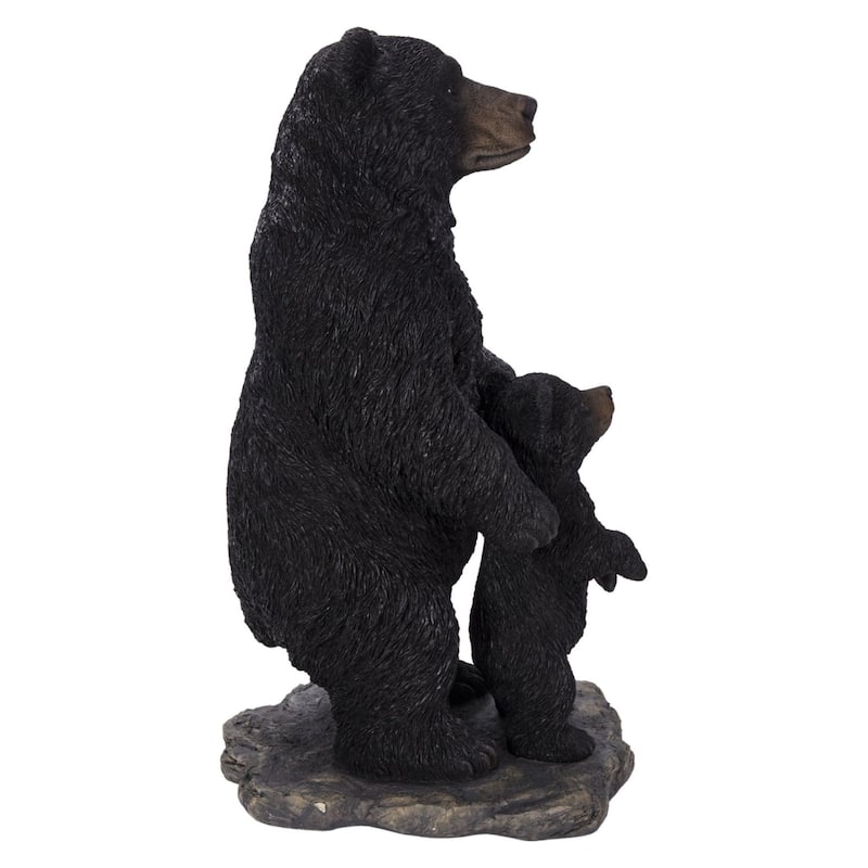 Mother and Baby Black Bears Outdoor Garden Statue - 24.5"