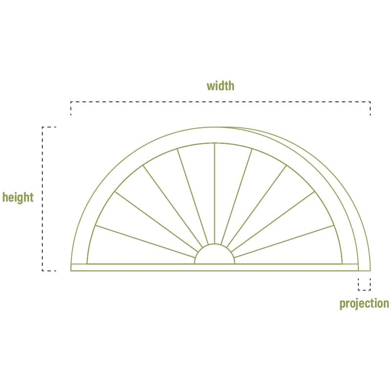 72"W x 14"H x 2"P Elliptical Sunburst Pediment - 72"W x 14"H x 2"P