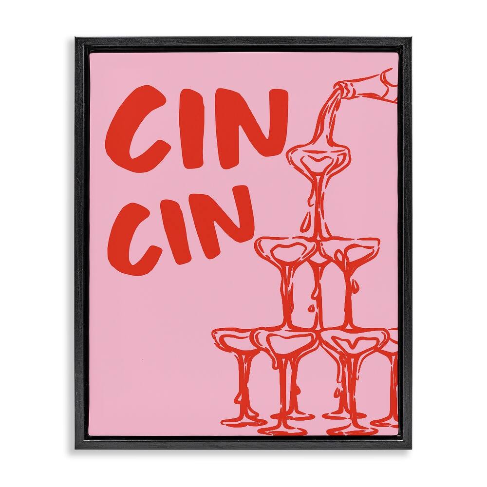 Stupell Cin Cin Champagne Tower Framed Floater Canvas Wall Art Design By House of Lulu