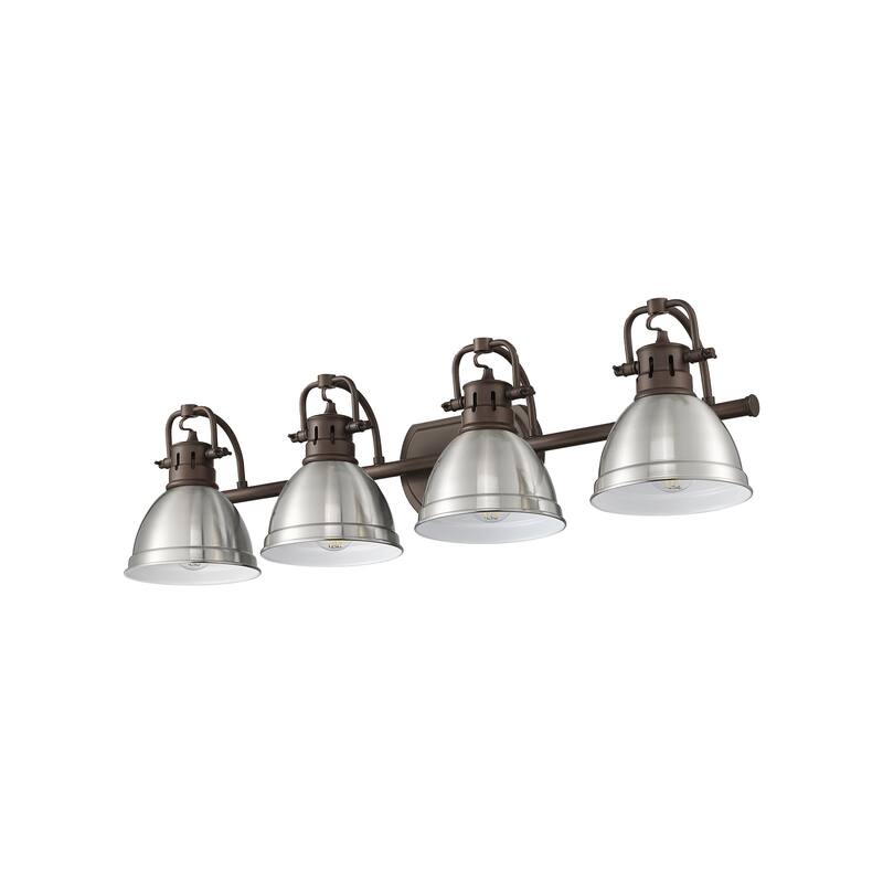 Yep by Golden Lighting Duncan 4-light Vanity in Rubbed Bronze and Pewter shade