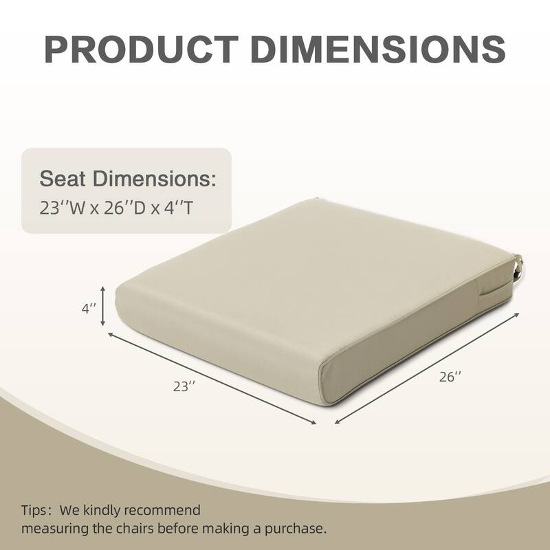 Aoodor Outdoor Removable Chair Cushion with Hidden Zipper（Set of 2）