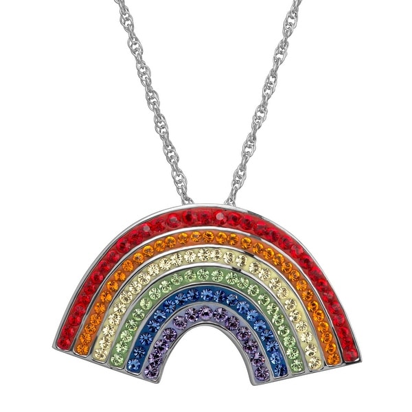 Crystaluxe Rainbow Pendant with Swarovski Crystals in Rhodium-Plated Sterling Silver - Red