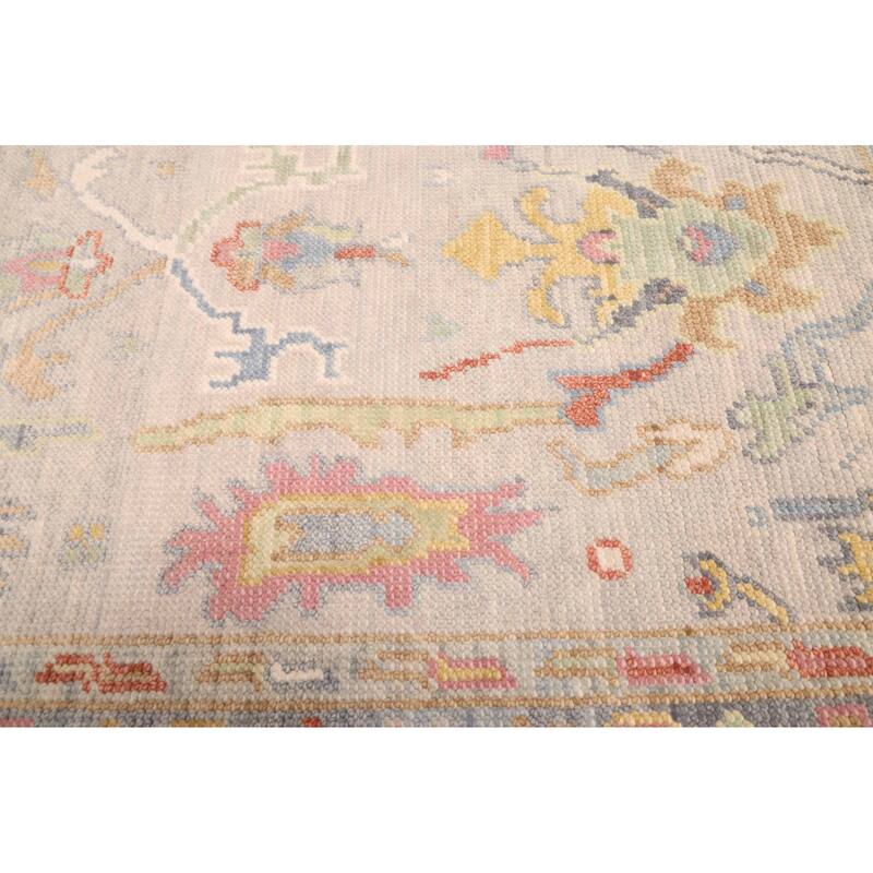 ECARPETGALLERY Hand-knotted Modern Oushak Light Grey Wool Rug - 3'7 x 5'7