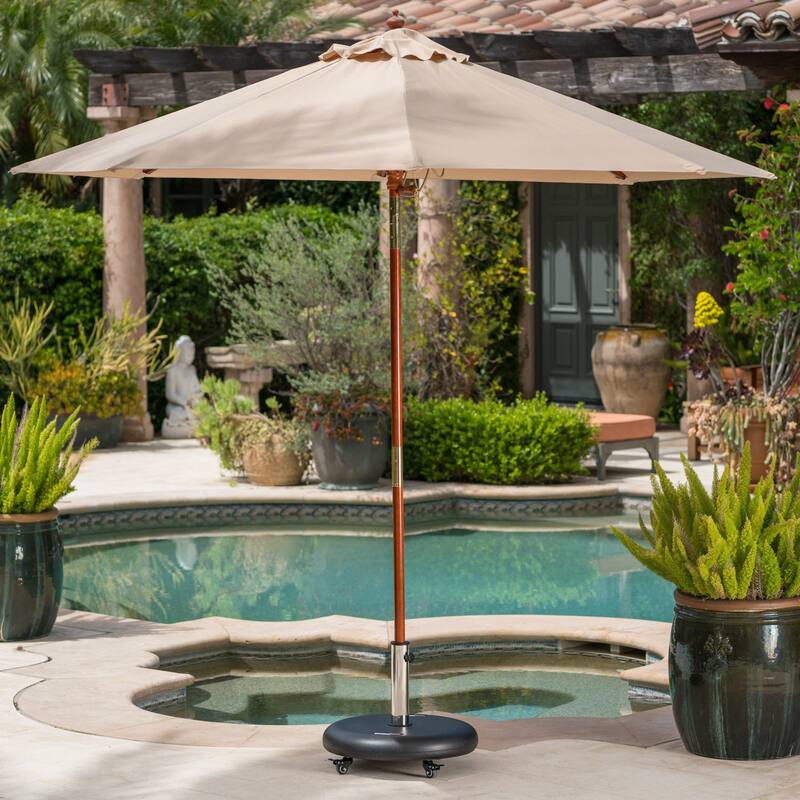 Roomfitters Round 88 lbs Rolling Umbrella Base, Heavy-Duty Wheeled Patio Stand, Black