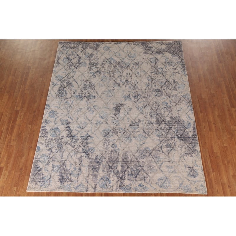 Abstract Modern Area Rug Hand-Knotted Wool Carpet - 8'0"x 9'11"