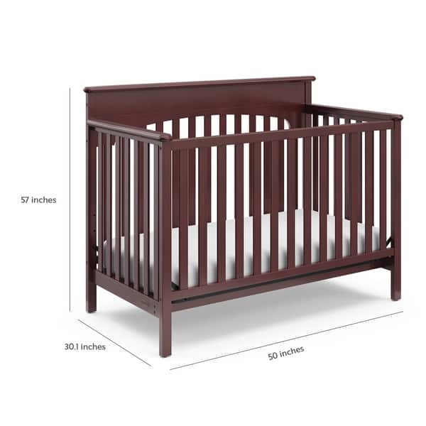 dimension image slide 4 of 6, Graco Lauren 4-in-1 Convertible Crib - Converts to Toddler Bed, Daybed, and Full-Size Bed, 3 Adjustable Mattress Heights