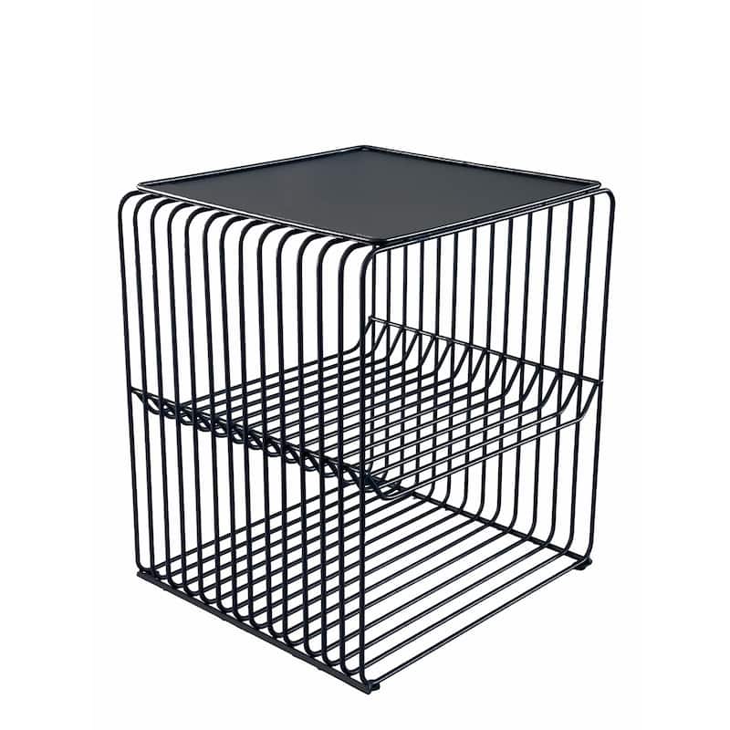 18 in. Black Rectangle Metal End Table, Sturdy Build End Side Table for Living Rooms