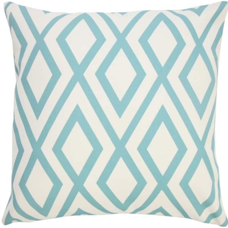 HomeRoots 20" Aqua and White Geometric Indoor Outdoor Throw Pillow - 20