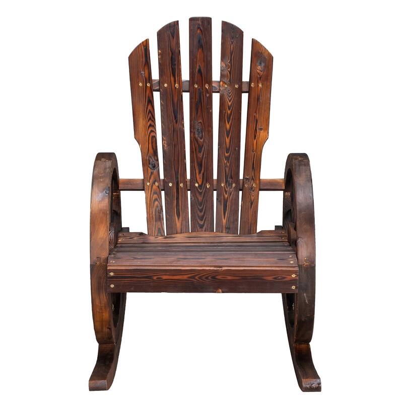 Karlhome Wagon Wheel Wood Adirondack Rocking Chair (Set of 2)