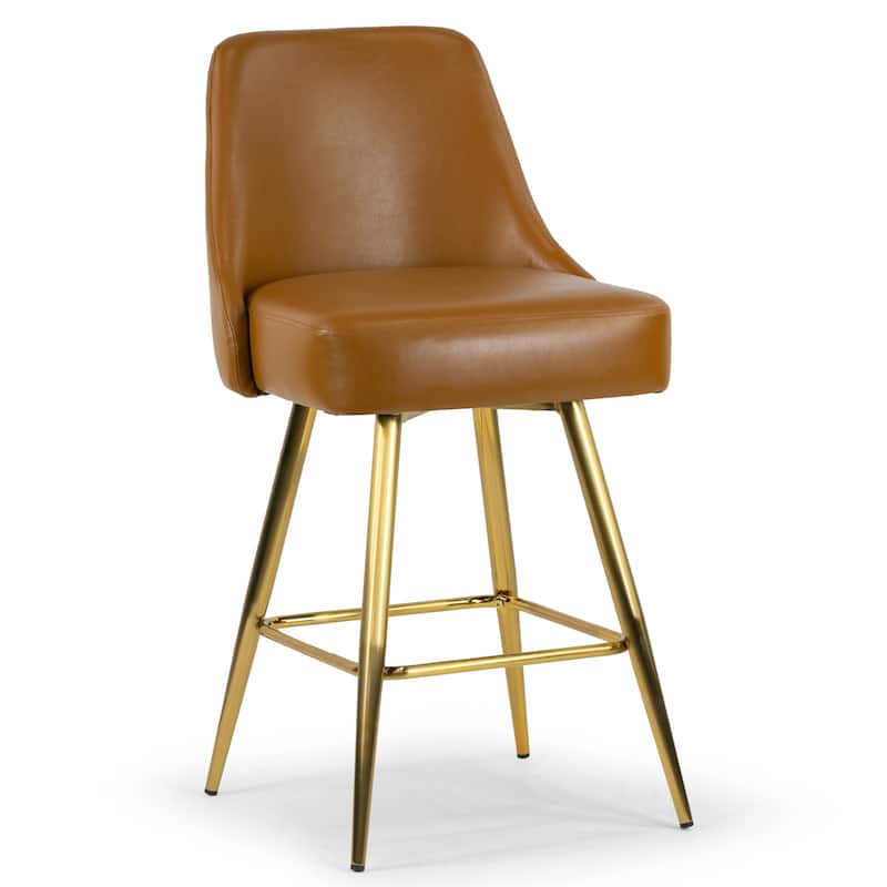 Set of 2 Auren Upholstered Stool with Golden Legs