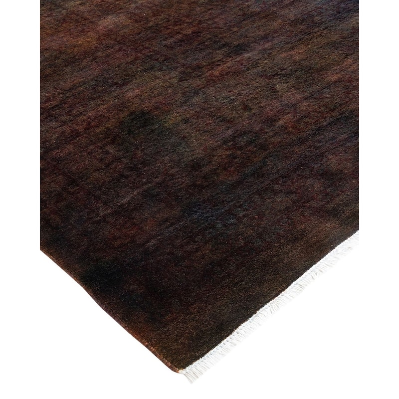 Overton Handknotted Wool Vintage Inspired Contemporary Overdyed Brown Area Rug - 18' 9" x 12' 5"