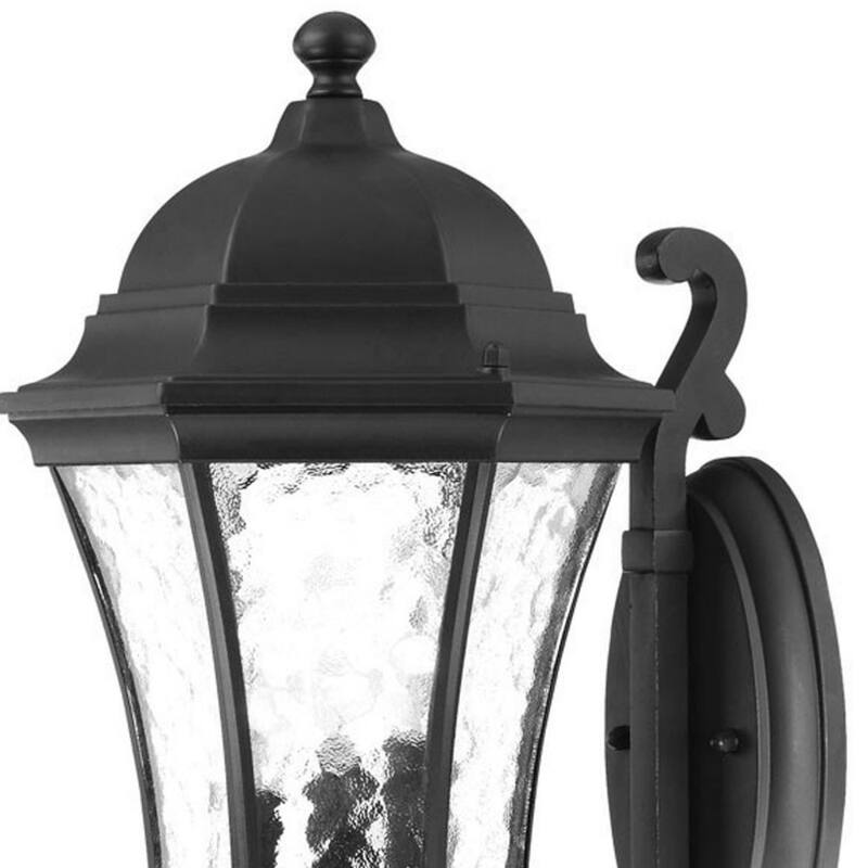 Glass Flush Mount Outdoor Wall Light with 3 Light Lantern Design - 11” x 9.25” x 19.5” (D x W x H)
