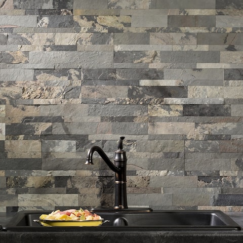Aspect 6 x 24-inch Medley Slate Peel and Stick Stone Backsplash