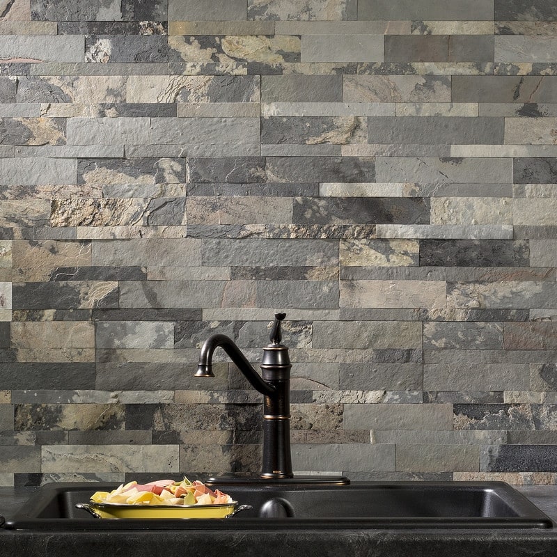 Aspect 6 x 24-inch Medley Slate Peel and Stick Stone Backsplash