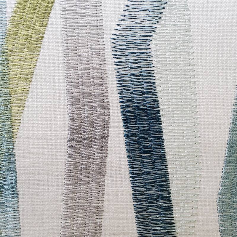 Wandering Lines Deep Sea Linen 19x19 Throw Pillow with Polyfill Insert