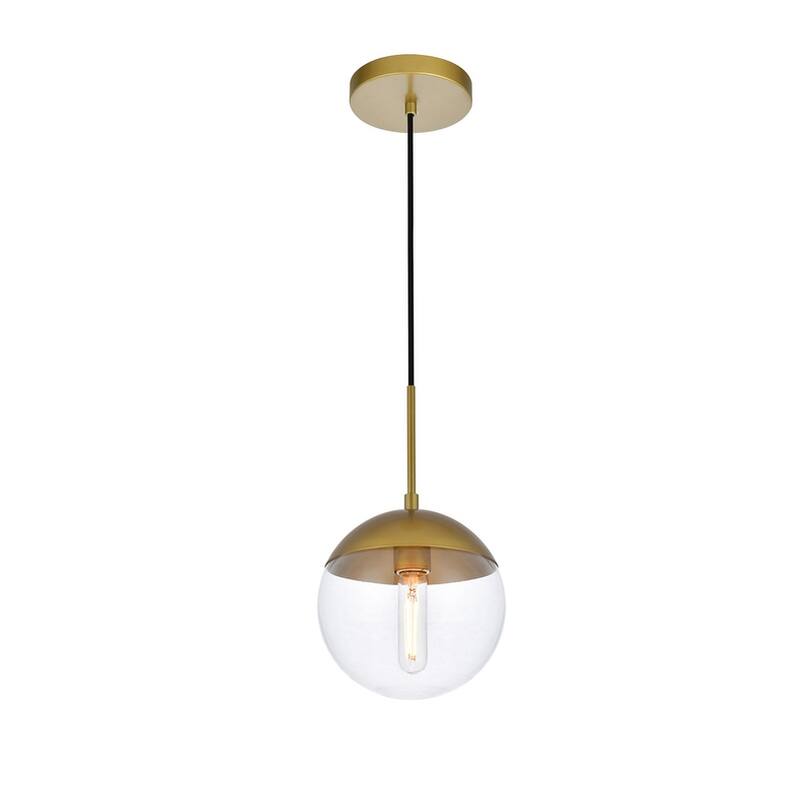 1-light Mid-century Adjustable Pendant with 8-inch Glass Orb Shade