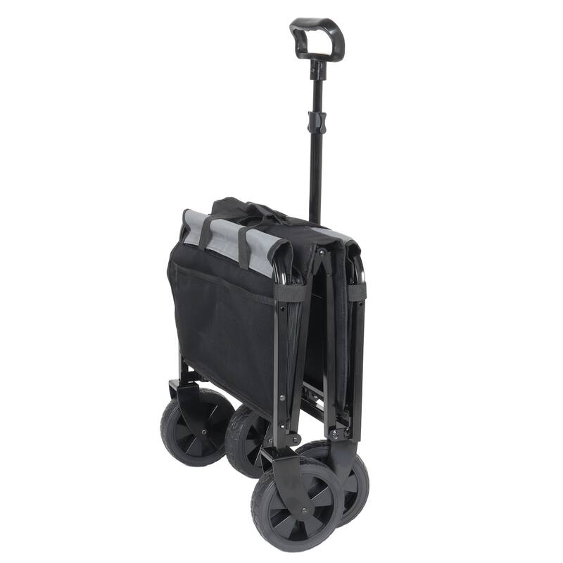 All-in-One Convertible Folding 4-Wheel Trolley with Bench Seat and Dog Leash - Heavy Duty Foldable Utility Trolley for Camping