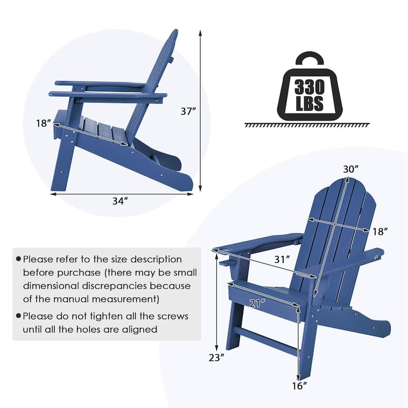 Costway Patio Adirondack Chair Weather Resistant Garden Deck W/Cup