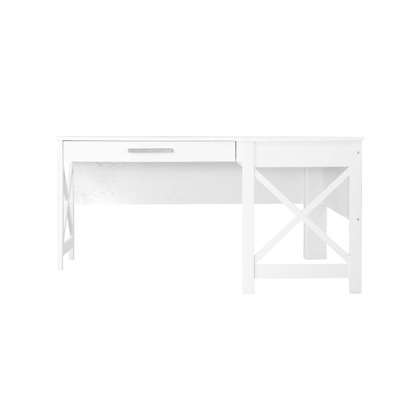 Saint Birch Alaska Modern Farmhouse L-Shaped Desk with Drawer