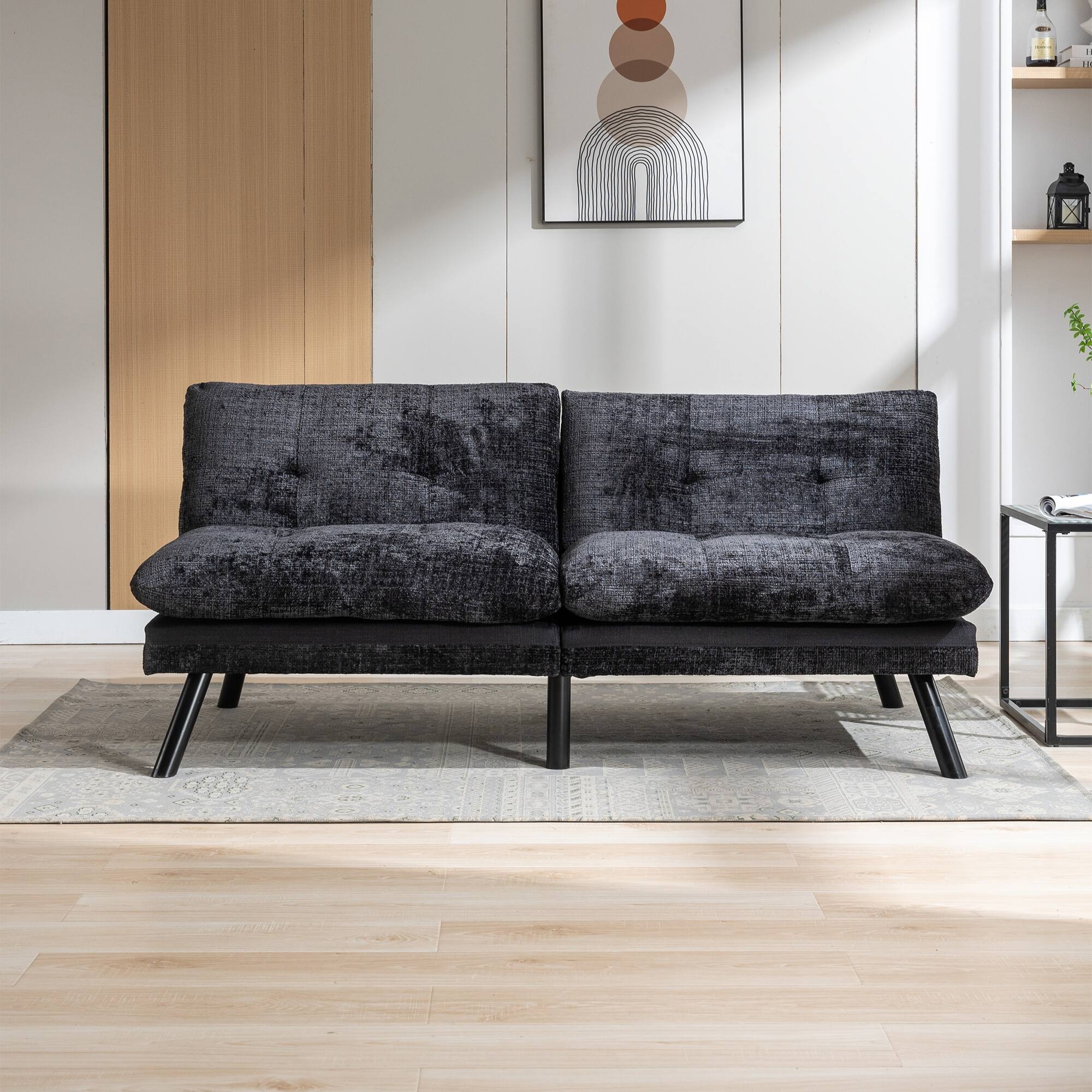 Adjustable Lounge Couch Convertible Sleeper Loveseat Chenille Fabric