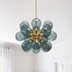 preview thumbnail 37 of 56, 18-Light Cluster Blue Glass Bubble Chandelier - 25in Wide Gold Blue
