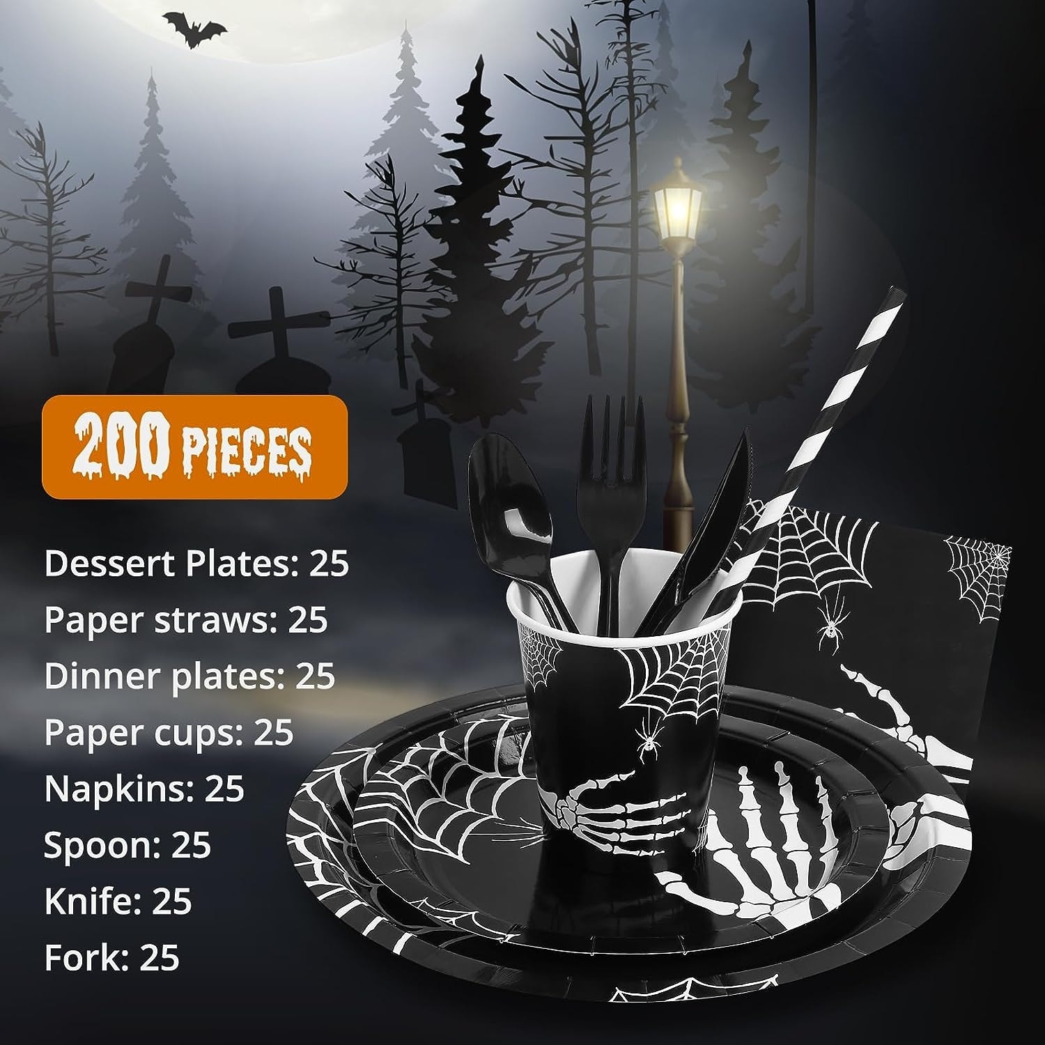 Halloween Disposable Paper Dinnerware 25er Set Plates Cups Napkins Straws Flatware On Sale Bed Bath Beyond 38428246
