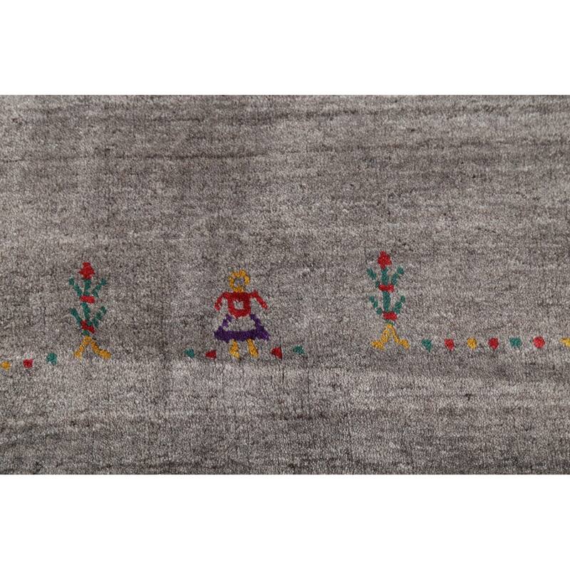 Tribal Gabbeh Indian Rug Hand-Knotted Wool Carpet - 9'1"x 11'6"