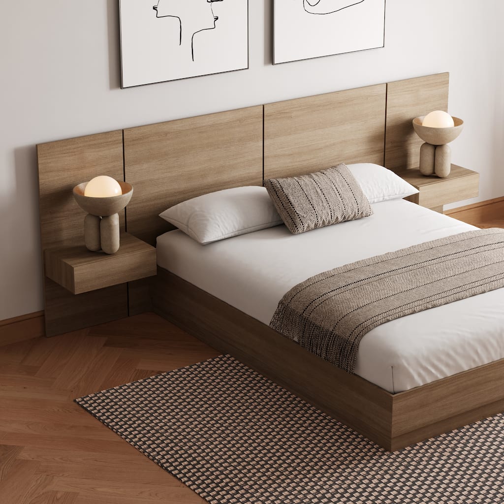 Milano 4-Piece Bedroom Set with Floating Nightstand Extension Panel