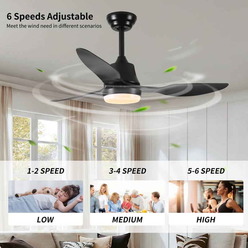 42 inch Smart Ceiling Fan with Light Remote Silent DC Motor Voice Control 6 Speed Indoor Outdoor