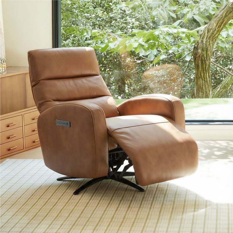 Spruce & Spring Triple-Motor Power Swivel Recliner Chair with Power Headrest