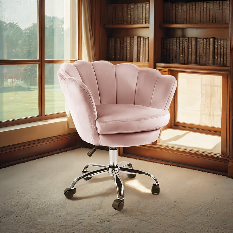 VANITII Accent Chair Swivel Vanity Chair Office Desk Chair With Wheels Modern Height Adjustable Pink/Grey/White
