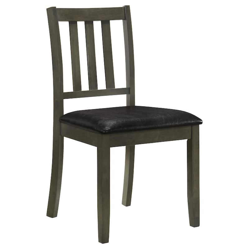Panos 5pc Dining Table Set with 4 Chairs, Gray, Black Faux Leather