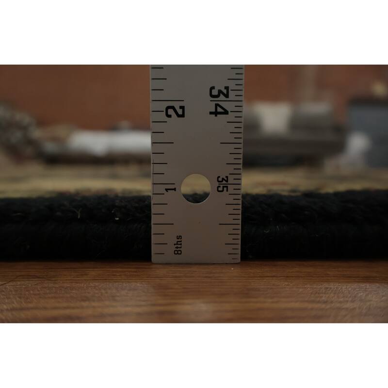 Hand Knotted Oriental 100% Wool Carpet Traditional All-Over Black Agra Area Rug - 8' 5'' X 5' 7''