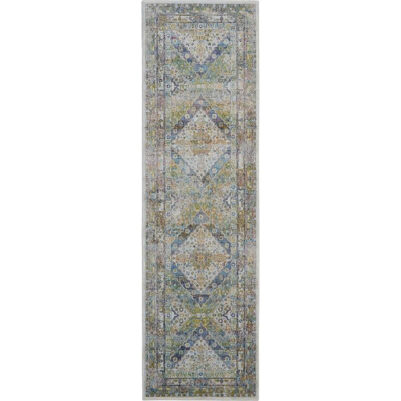 Hewuz Power Loomed Distressed Abstract Floral Traditional Non Skid Area Rug By HomeRoots - 96' X '28' X '0.5