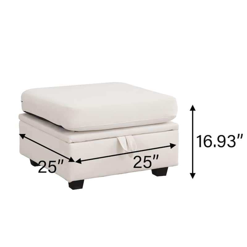 Modern Double Seating Sectional Sofa With Ottoman and Storage Space