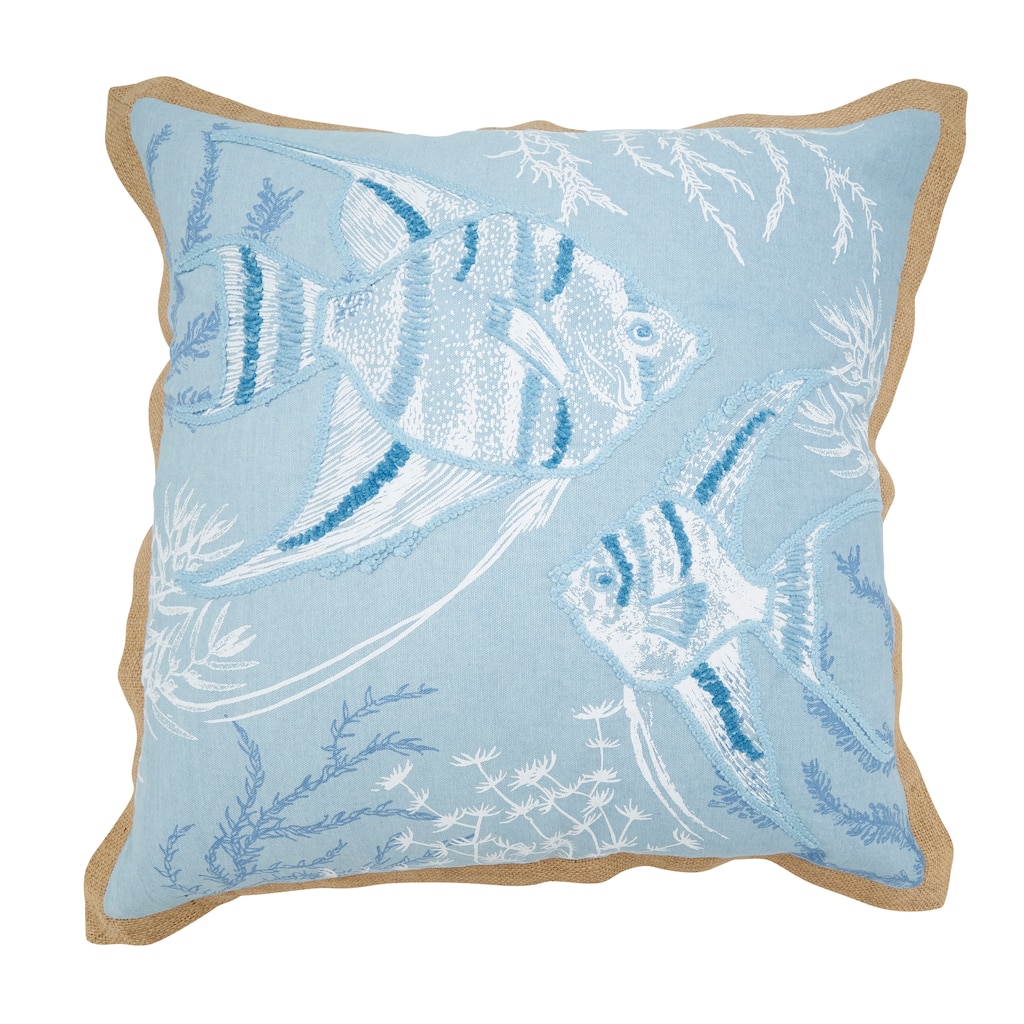 Seaside Splash Fish Throw Pillow