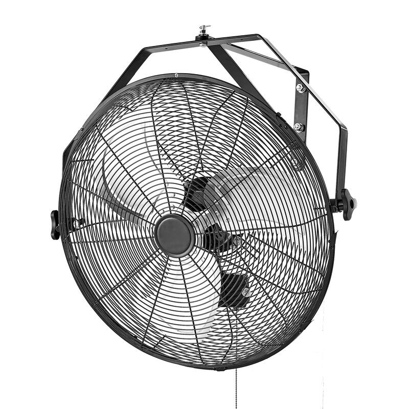 20 Inch Industrial Wall Mount Fan 3 Speed 4650 CFM for Garage Workshop - Black+Silver