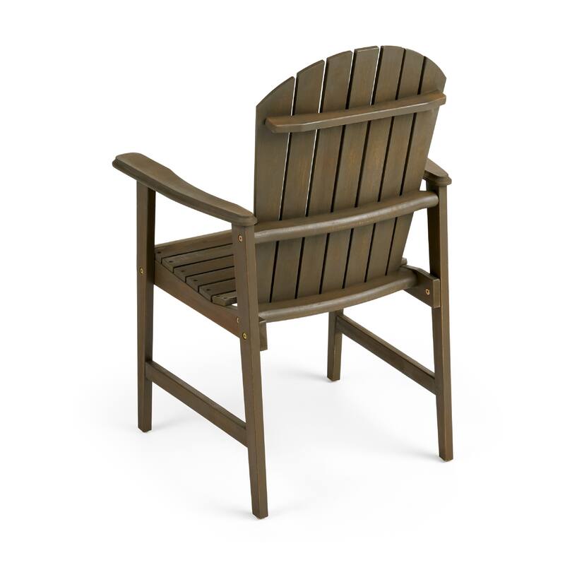 Pima Outdoor Dining Chair Set of 2, Adirondack Taupe Gray Acacia Wood