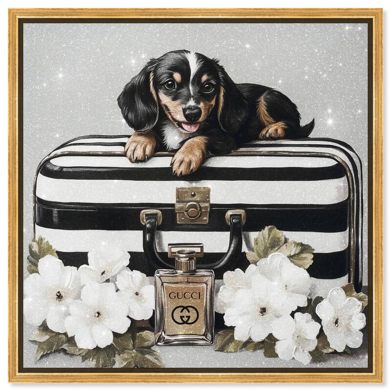 Doxxie Luggage Flowers Canvas by Art Remedy - Gold - 30" x 30"