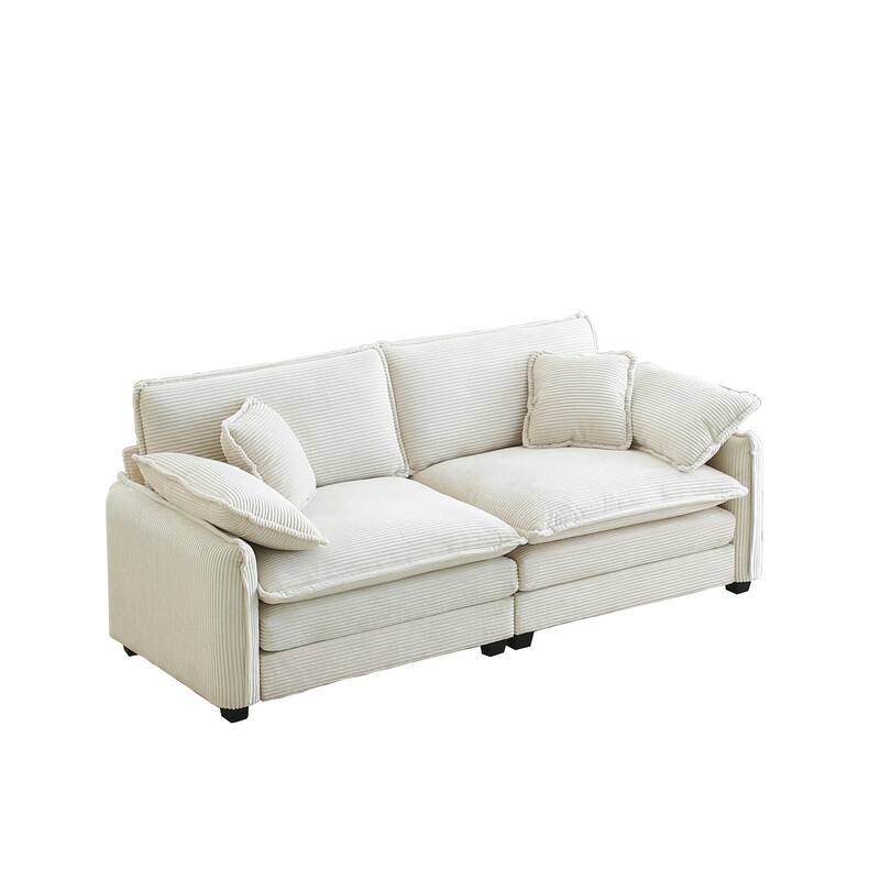 Ergonomic Deep Seat Loveseat with Pillows and Removable Armrests - Beige
