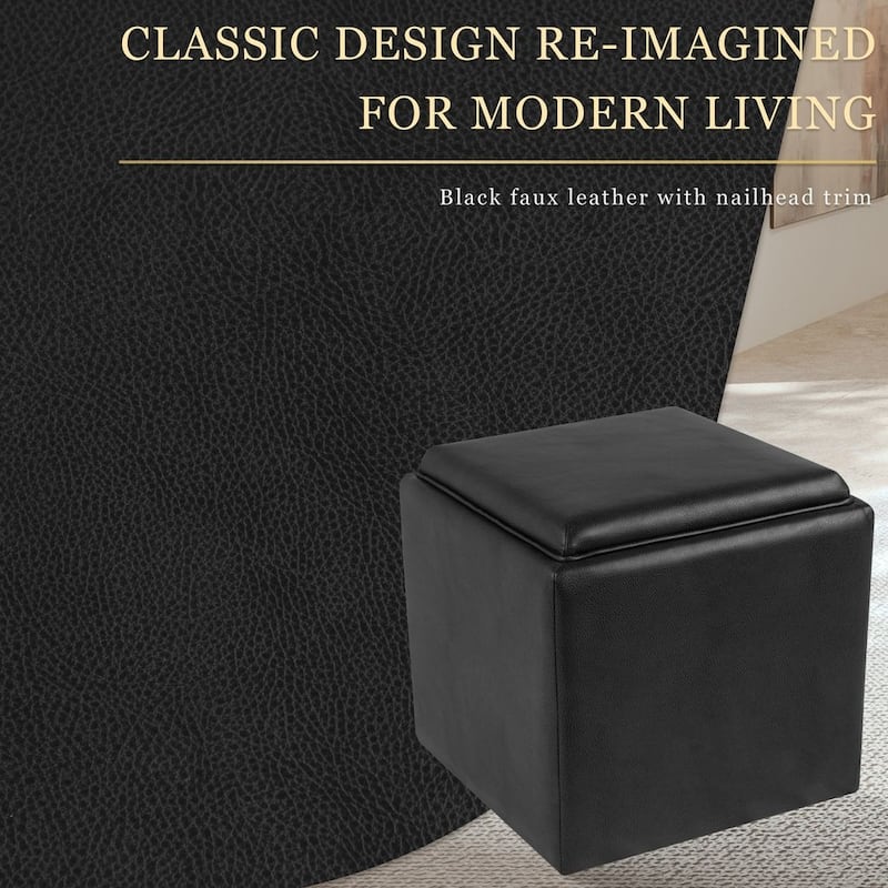 HomePop Storage Ottoman with Tray Top