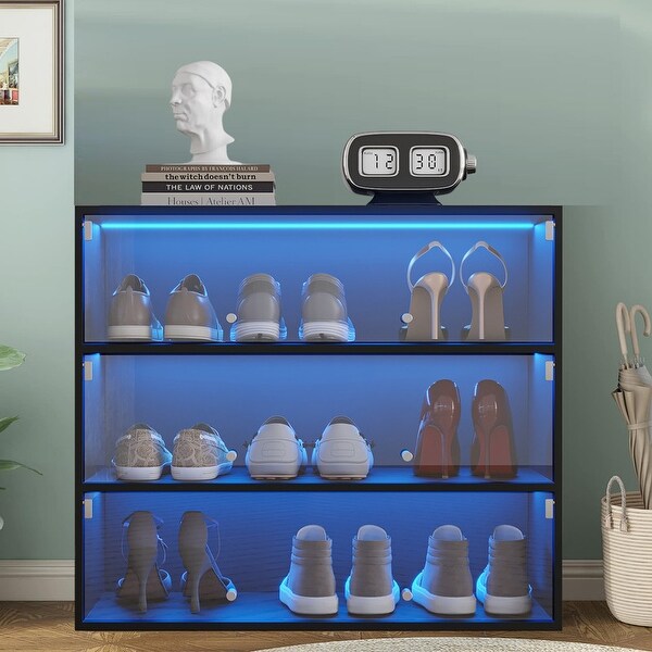 Shoe Storage Cabinet, Shoe Box with RGB Led Light, 3 Tiers Shoe Storage Cabinet, Shoe Box with RGB Led Light, 3 Tiers