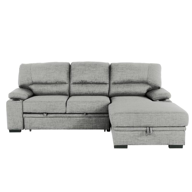 Gallo 93 in. 2-Piece Right Facing Sleeper Sofa with Storage & Cupholder