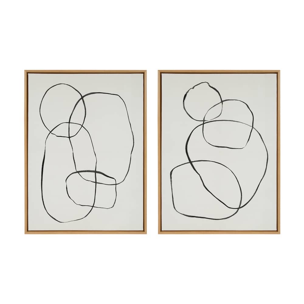 Kate and Laurel Sylvie Modern Circles Framed Canvas Set by Teju Reval